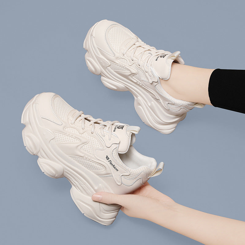 Women's Black Platform Dad Show Feet Small-sized Height Increasing Women's Sports Shoes