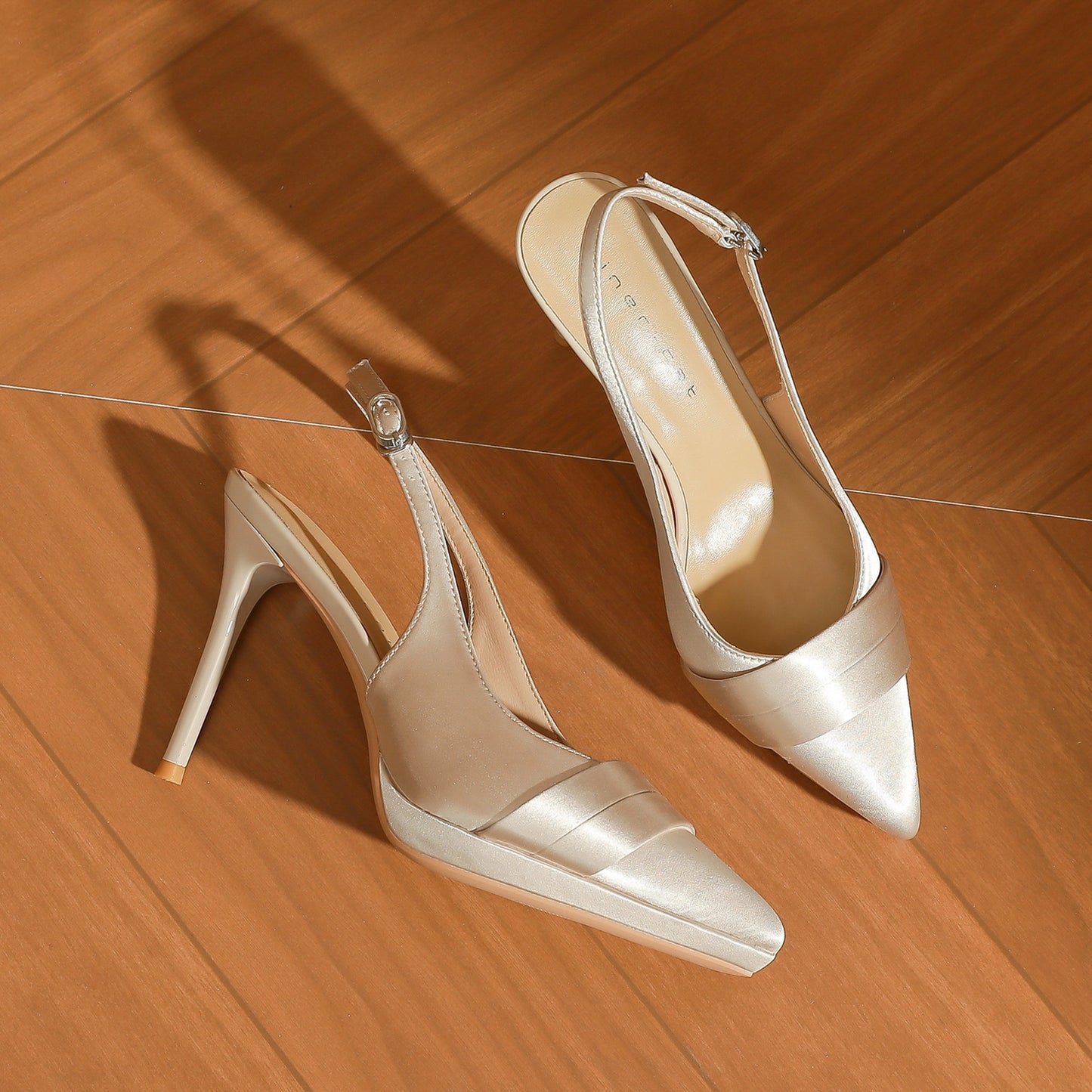 Women's Sheepskin Stiletto Toe Box Slingback Waterproof High Heeled Sandals