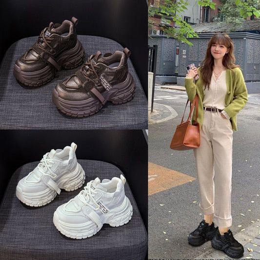 Women's Small Platform Dad Spring Fashion Height Increasing Insole Women's Casual Shoes