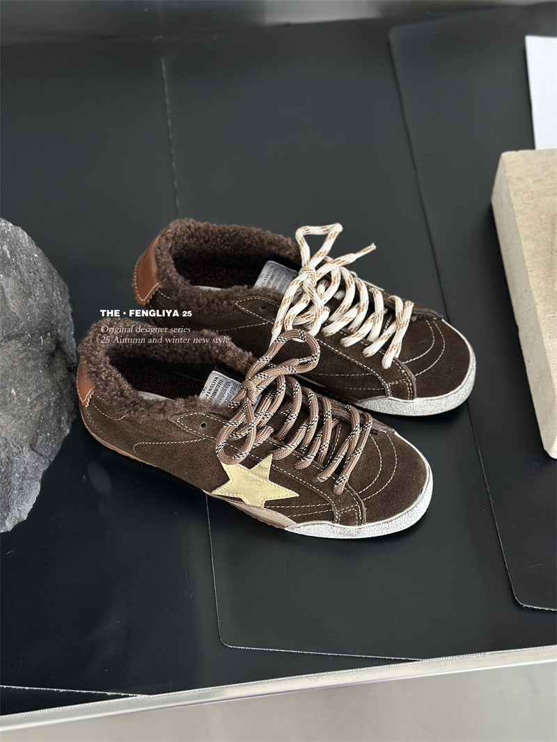 Women's Fleece-lined German Training Board Winter Warm Retro Women's Casual Shoes