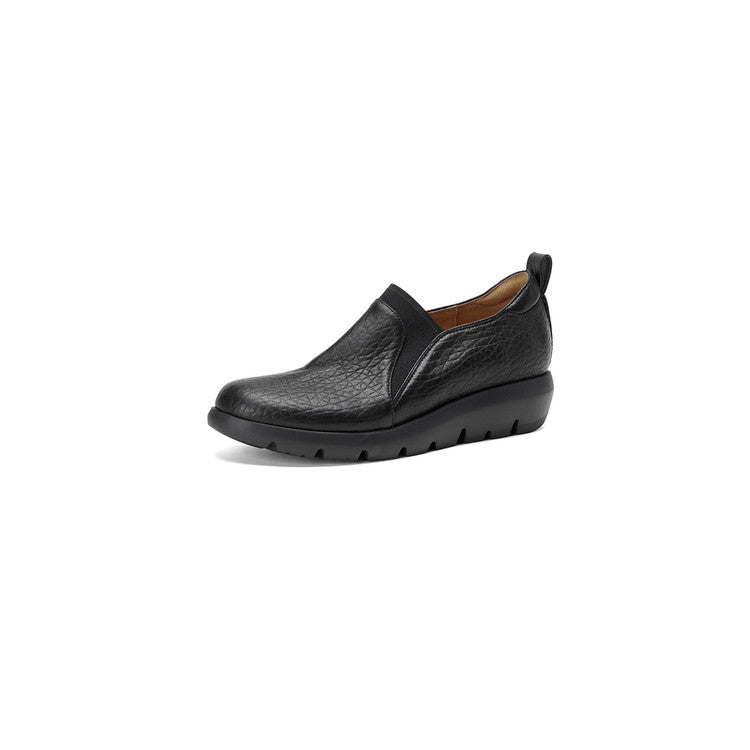 Women's Super Soft Sheepskin Platform Genuine Bottom Deep Mouth Pumps Leather Shoes