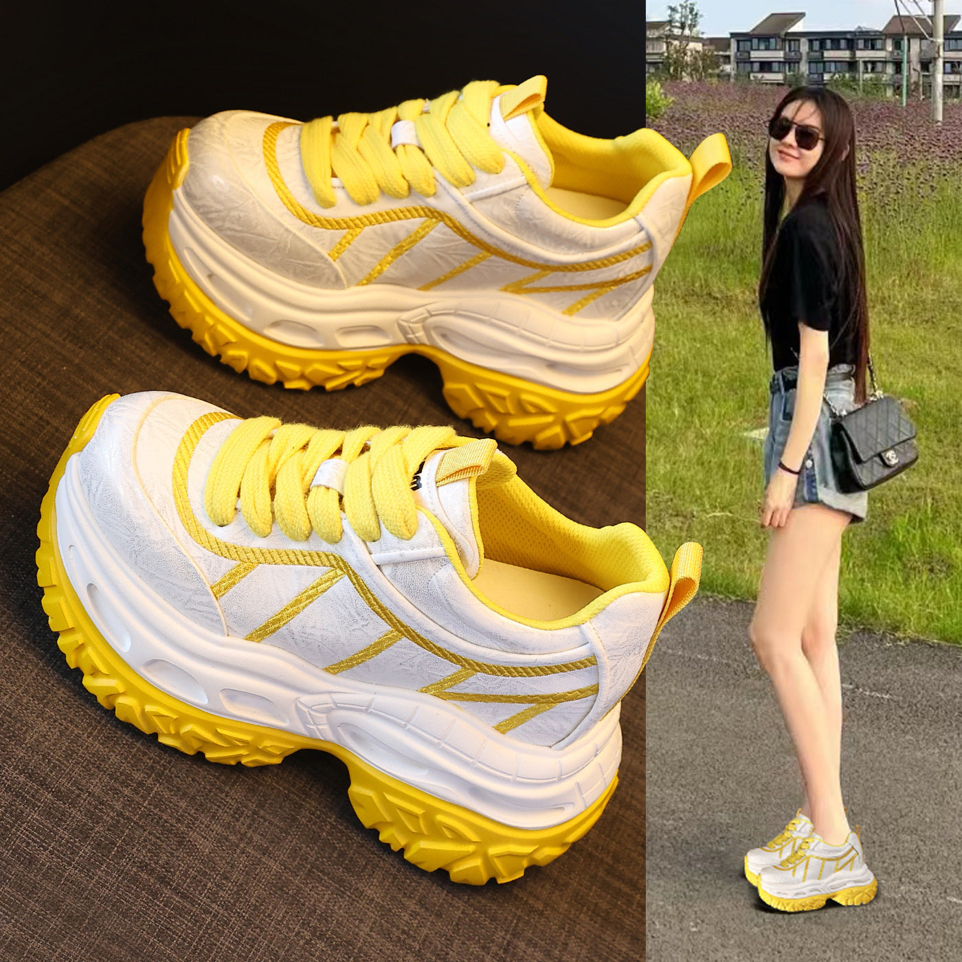 Women's Platform Height Increasing Insole Dad Spring Sports Casual Shoes