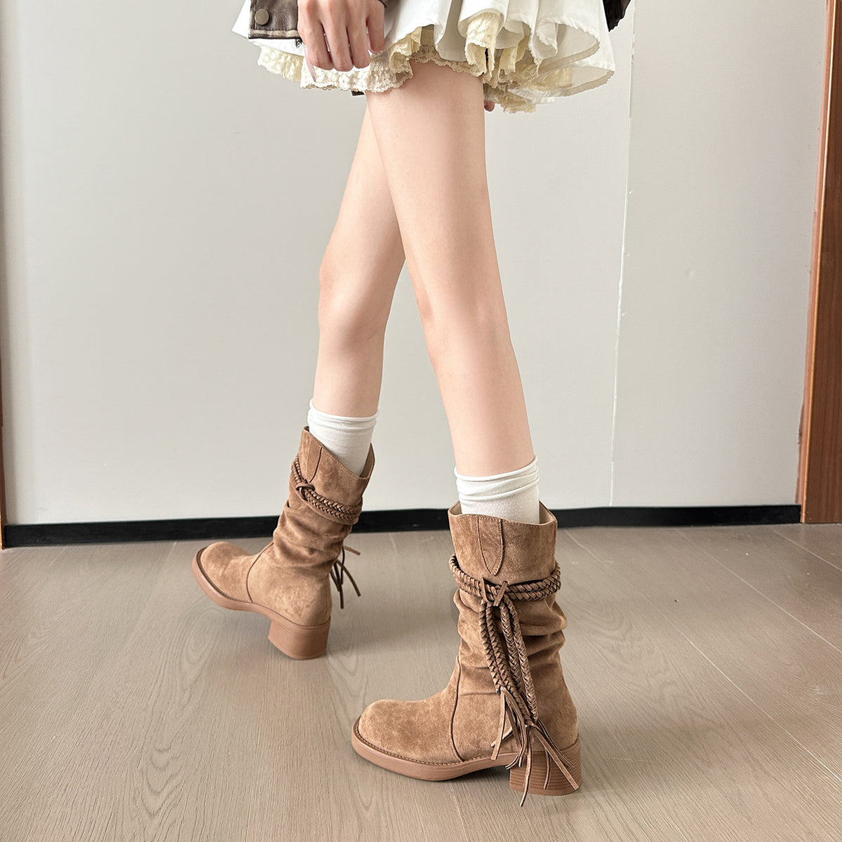 Women's Suede Thick Bottom Fashion Autumn Retro Style Women's Leather Boots