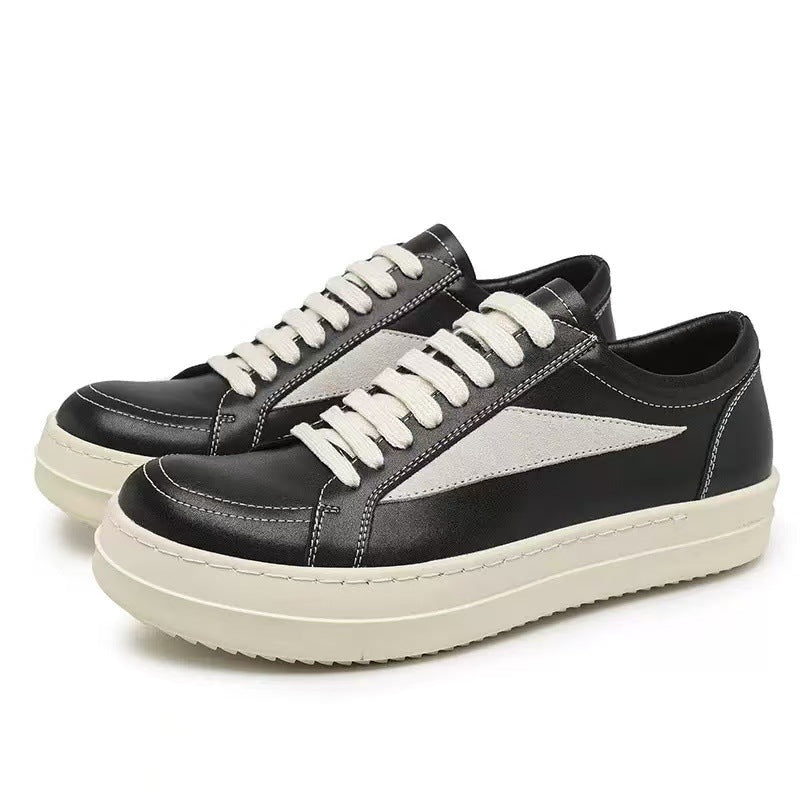 Men's & Women's Main Line Four Thick Bottom Cowhide Dark Black Men's Casual Shoes