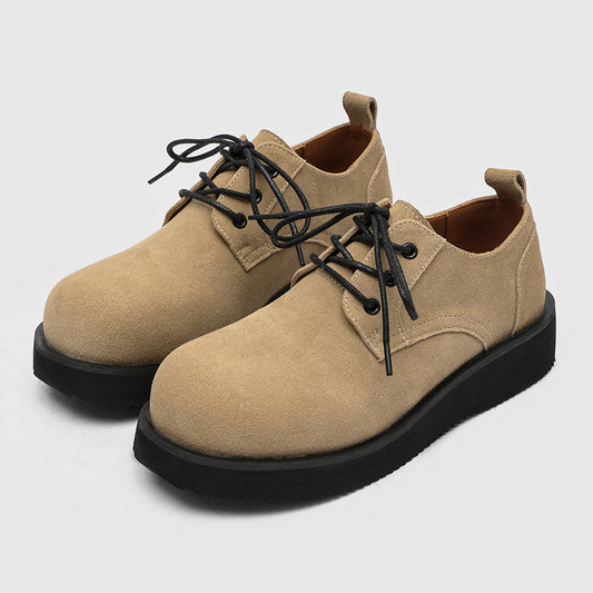 Men's Platform Height Increasing Trendy American Vintage Men's Casual Leather Shoes