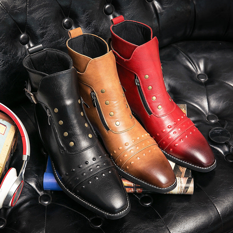 Men's Autumn Martin British Style Pointed Pumps Men's Leather Boots