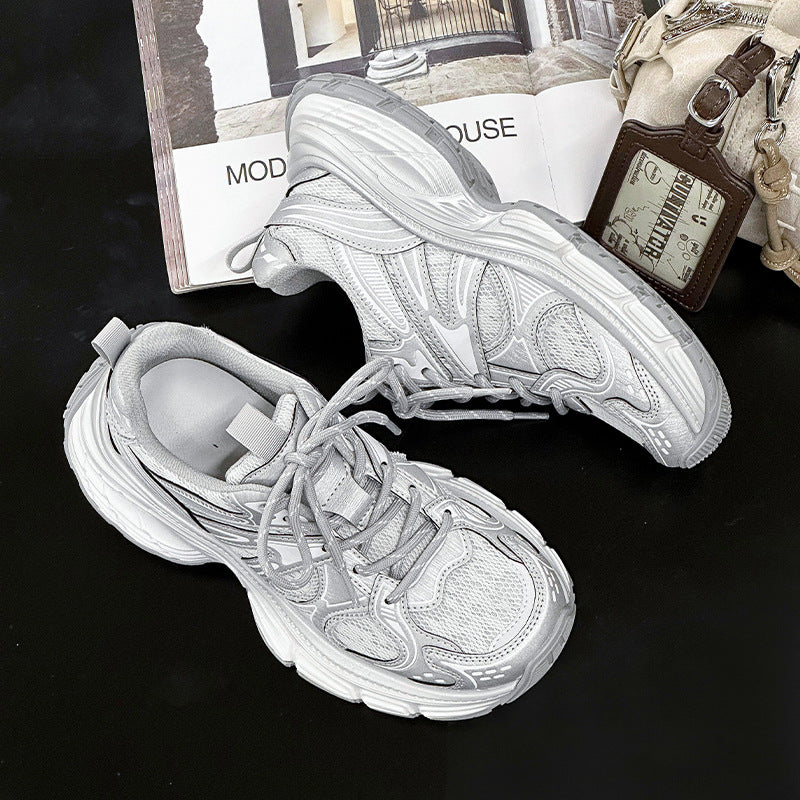 Women's Leisure Mesh Surface Clunky Platform Height Women's Casual Shoes