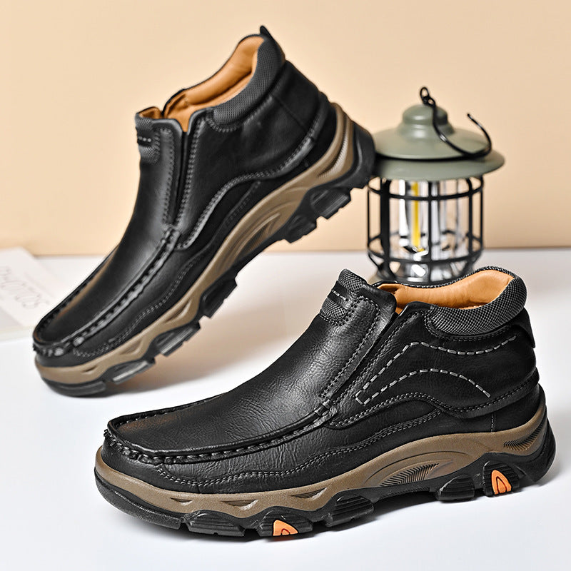 Men's Plus Size Thick Bottom Winter Men's Leather Boots
