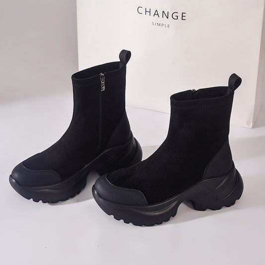 Women's Veet Cocoa Dolphin Free Retro Stretch Thick Bottom Women's Leather Boots