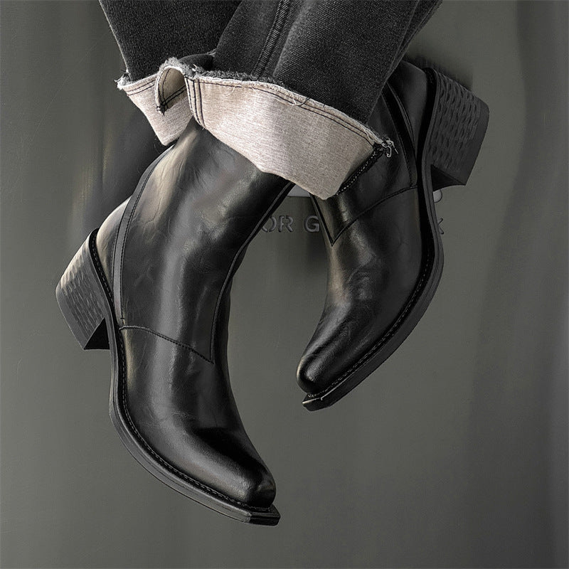 Black Wizard Thick-soled High Retro Warped Head Niche High-grade Boots