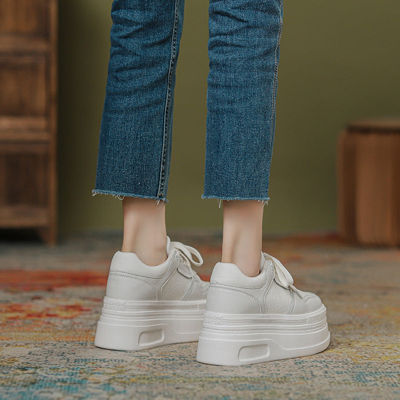Height Increasing Insole Platform White Female Sports Casual Shoes