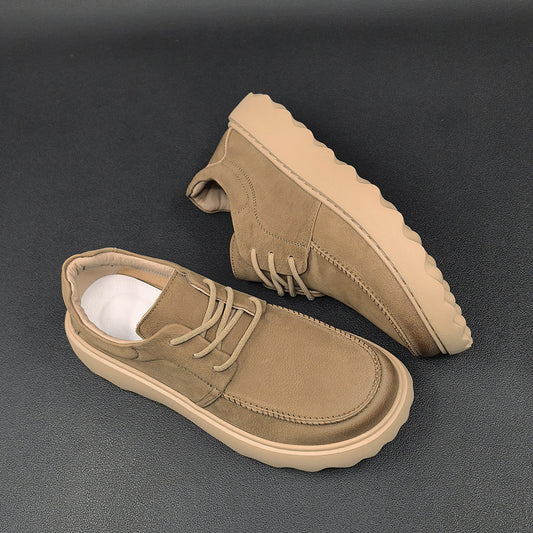 Men's Fashion First Layer Cowhide Platform Elevator Men's Sports Shoes