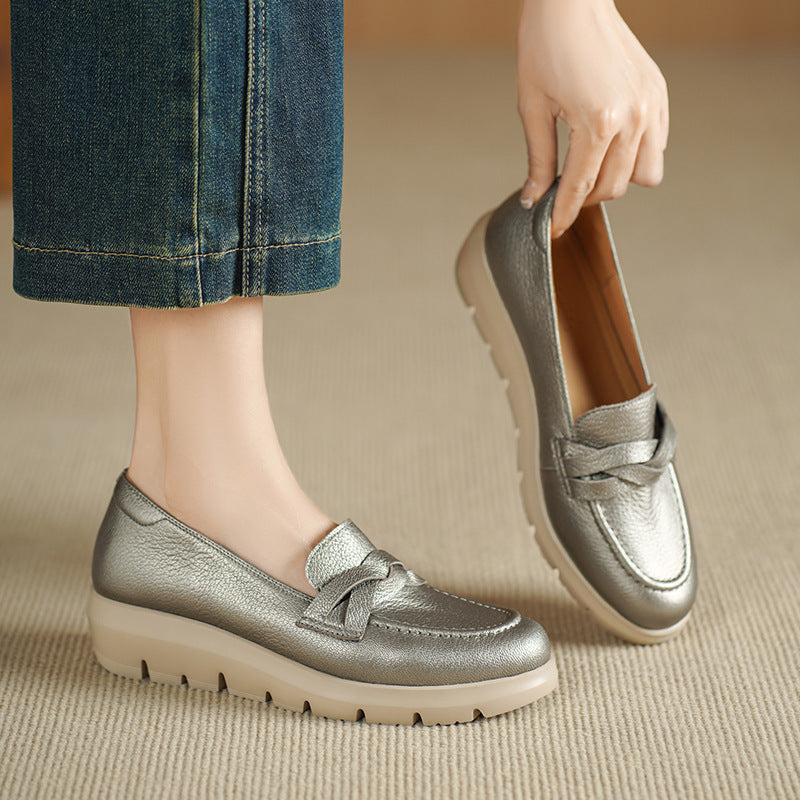 Women's To Wear French Style Deep Mouth Pumps Platform Round Toe Heels