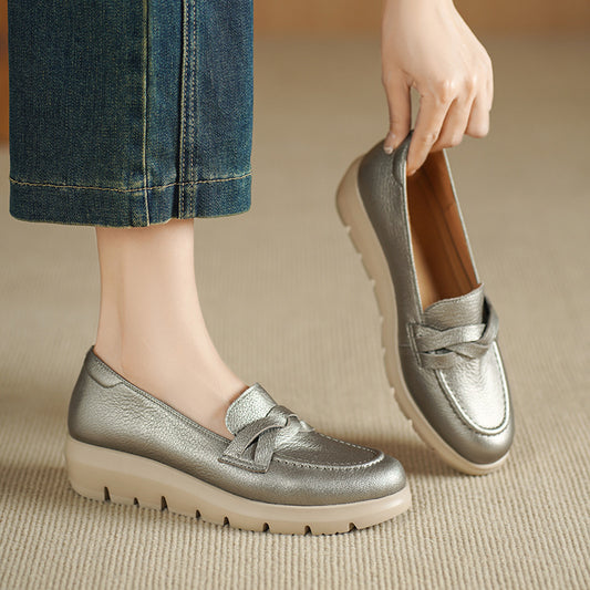 Women's To Wear French Style Deep Mouth Pumps Platform Round Toe Heels