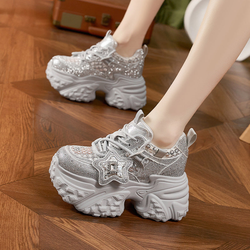 Women's Platform Dad Breathable Hollow Mesh Surface Women's Sports Shoes