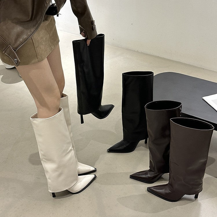 Skinny Pants Tube High Female Stiletto Retro Style Below The Boots