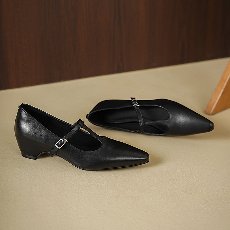 Women's High-grade Spring Handmade Soft Sheepskin Shallow Mouth Pumps Men's Shoes