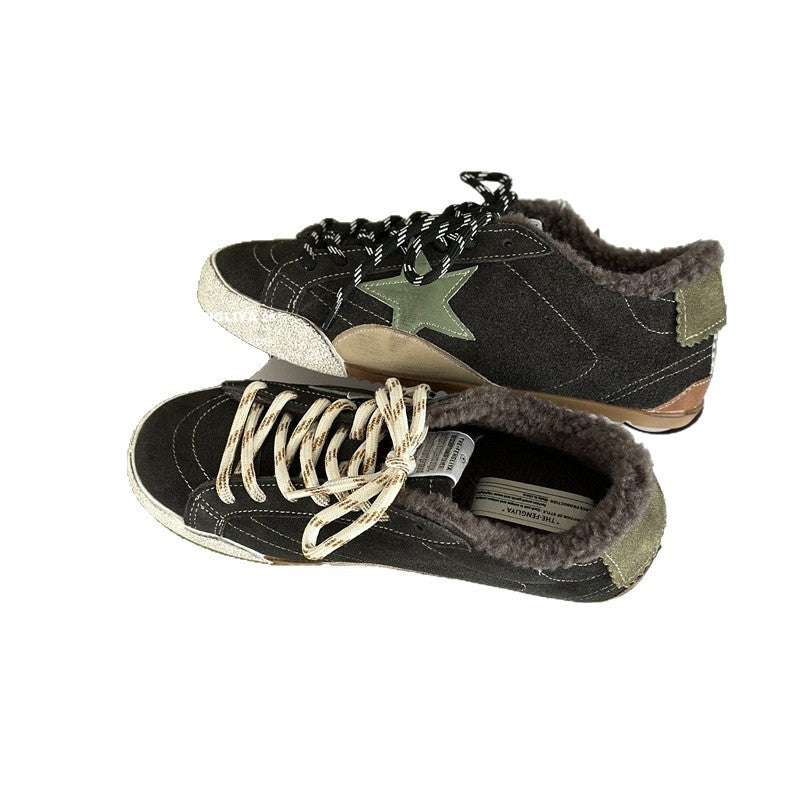 Women's Fleece-lined German Training Board Winter Warm Retro Women's Casual Shoes