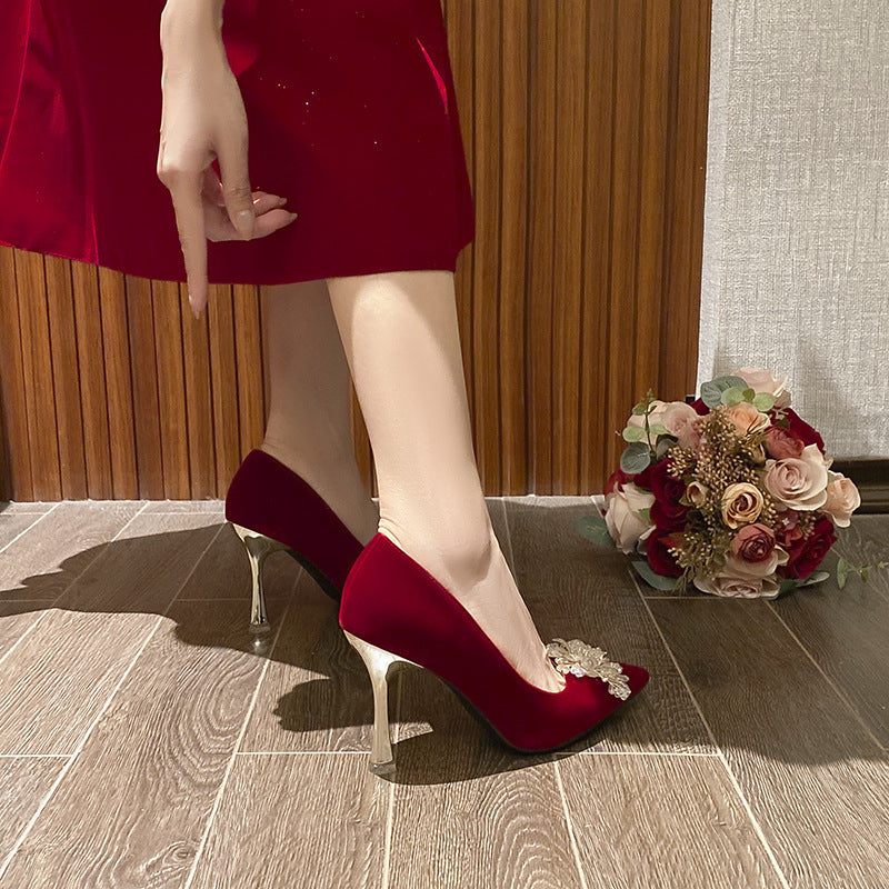 Women's Officiate Not Tired Feet Engagement Red High Adult Formal Toasting Women's Fashion Shoes