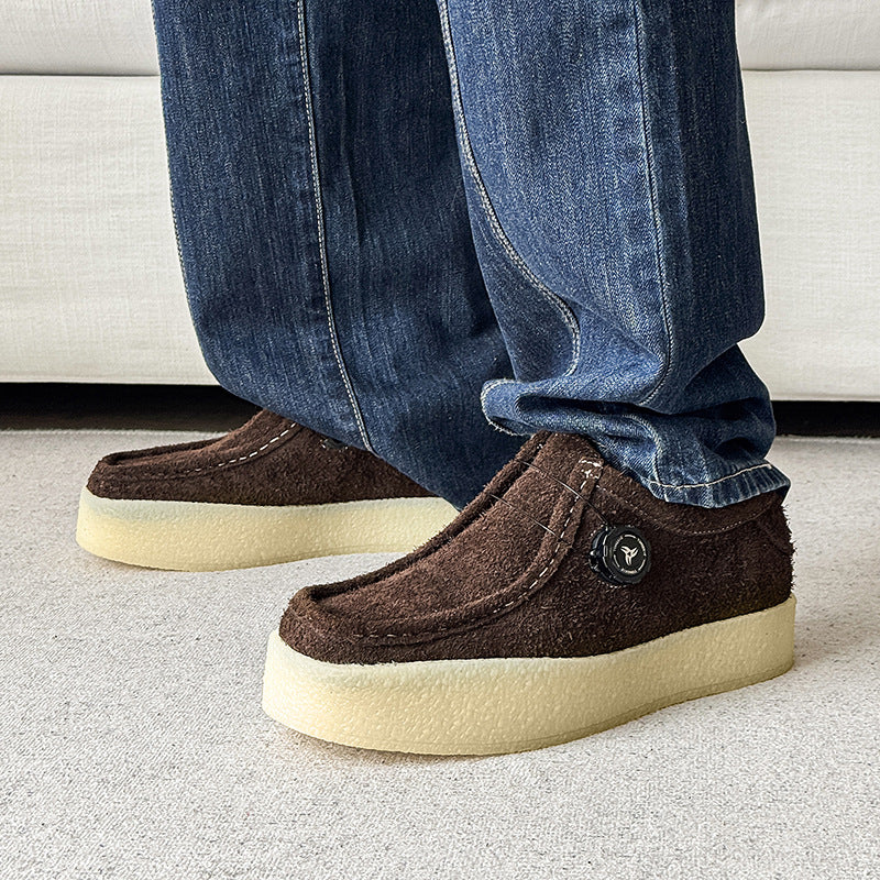 Retro Comfort Fashion Frosted Square Toe Platform Heighten Yellow Casual Shoes