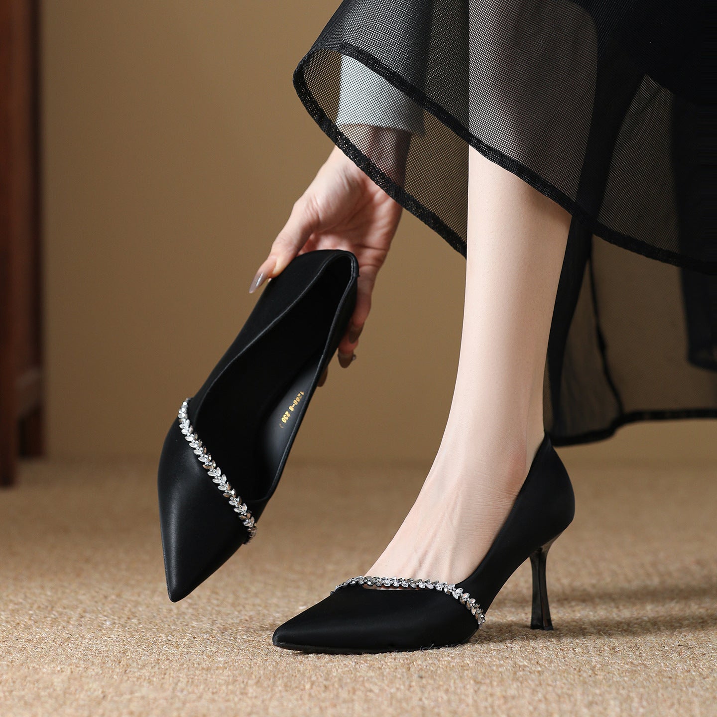 Women's Spring Stiletto Pumps High Pointed Temperament Korean Style French Pearl Heels