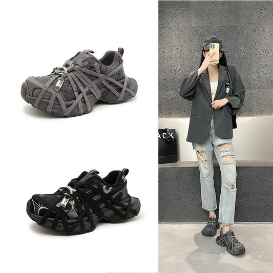 Women's Spider Strap Dad Breathable Platform Height Women's Sports Shoes