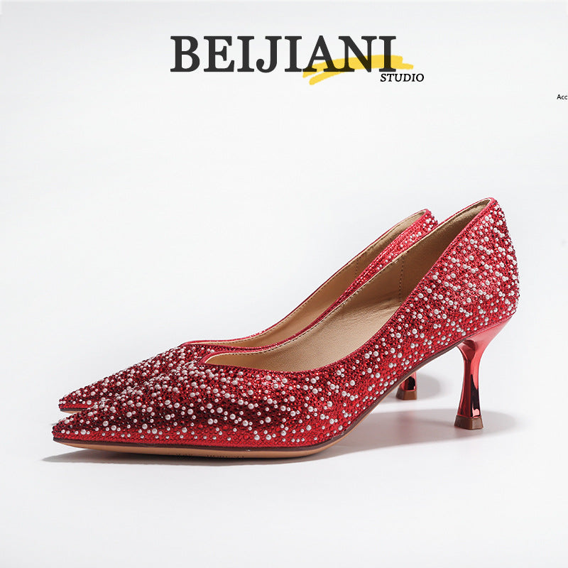 Women's Rhinestone Wedding High Elegant Stiletto Advanced Women's Fashion Shoes