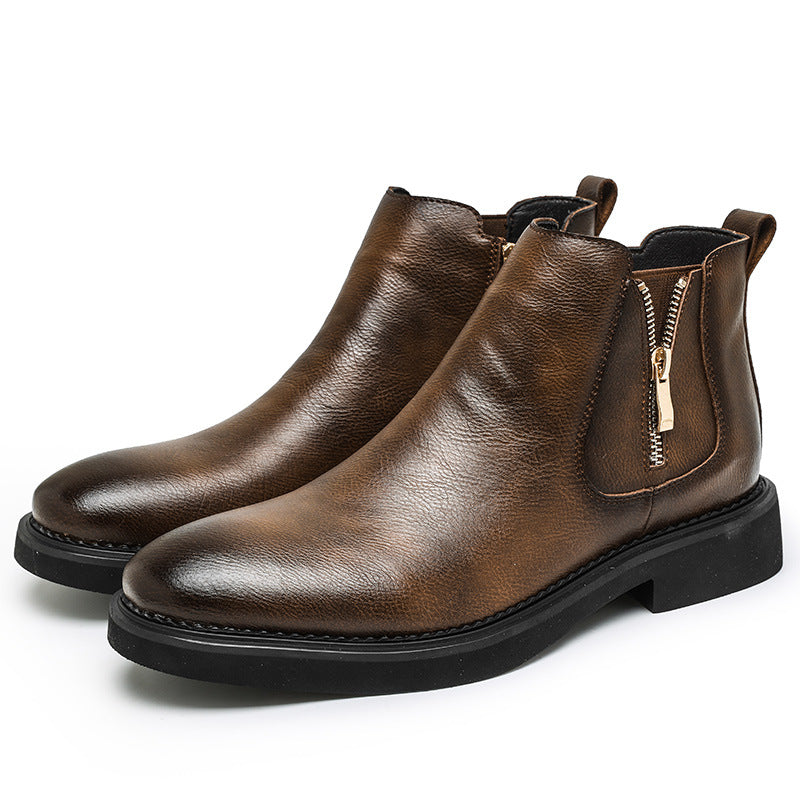 Men's Chelsea Business British Vintage Side Zipper Men's Martin Boots