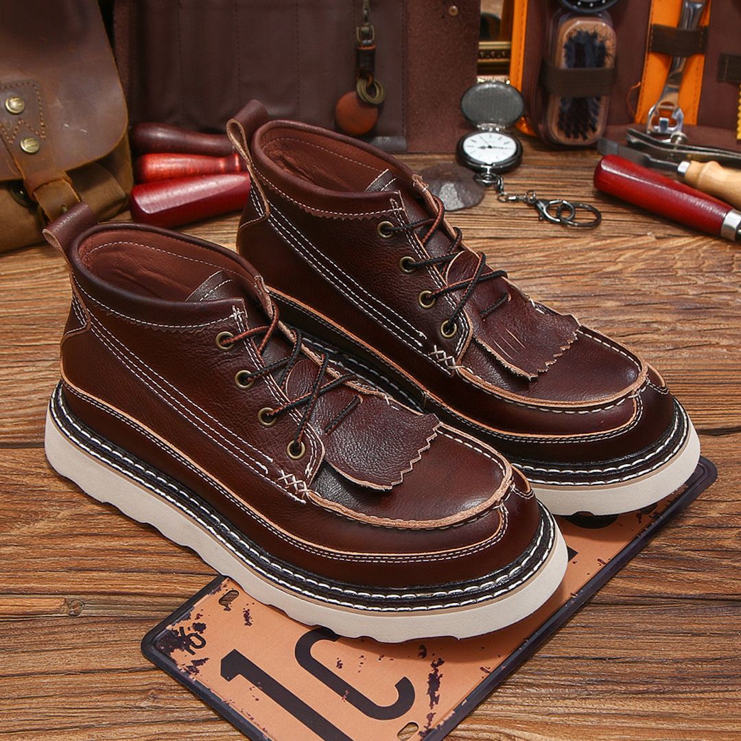 Men's Height Increasing Tassel Fleece-lined Warm Breathable Men's Martin Boots