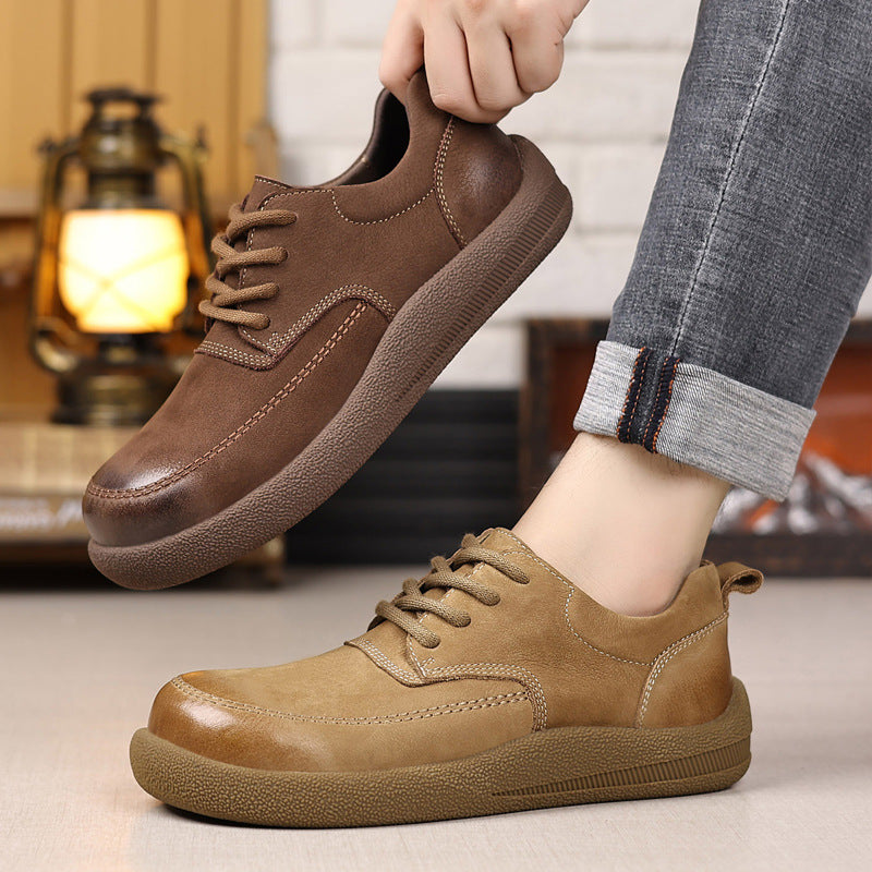 Men's Genuine Soft Bottom Retro Big Head Men's Casual Leather Shoes
