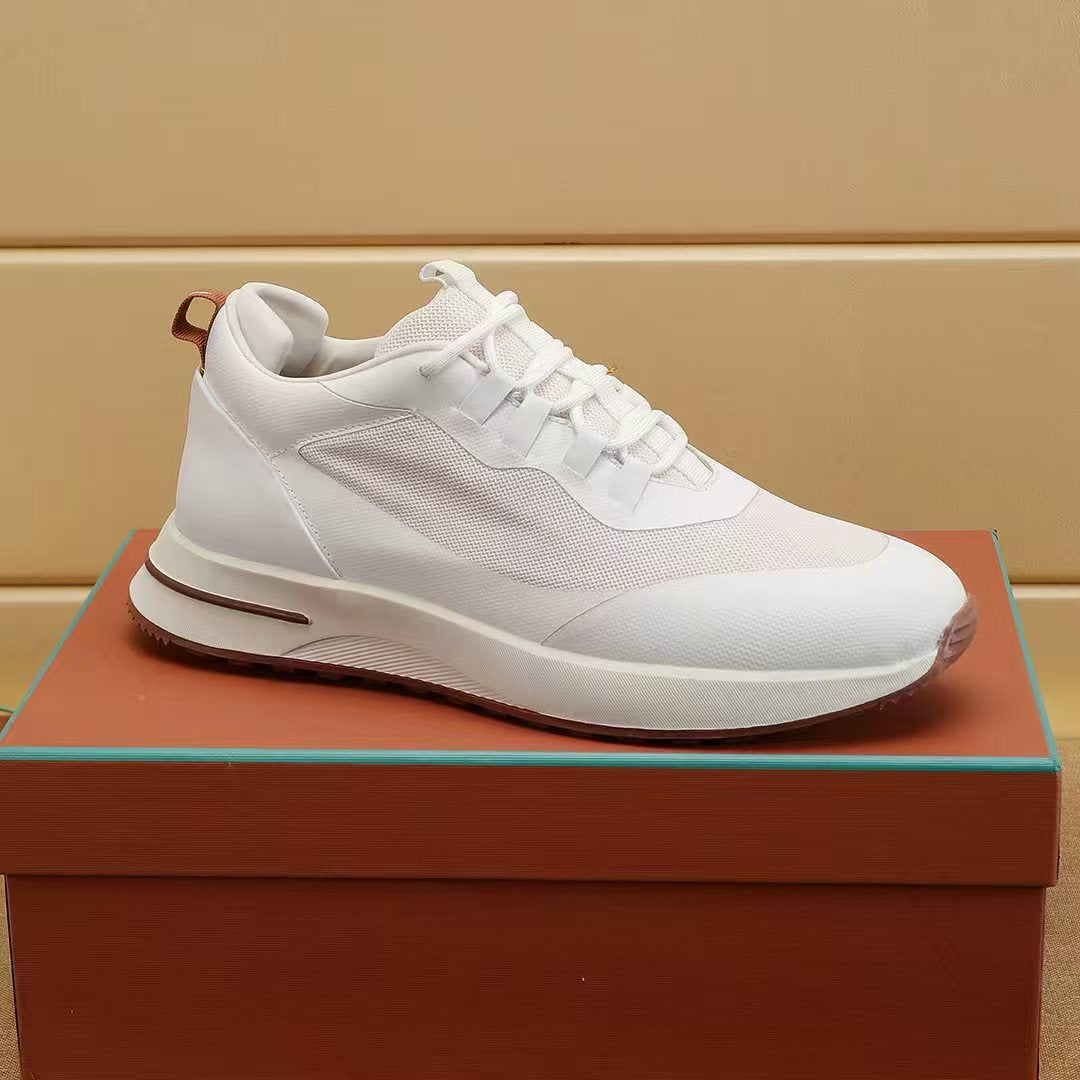 Men's Woven Breathable Cowhide Stitching Pumps Comfortable Men's Sports Shoes
