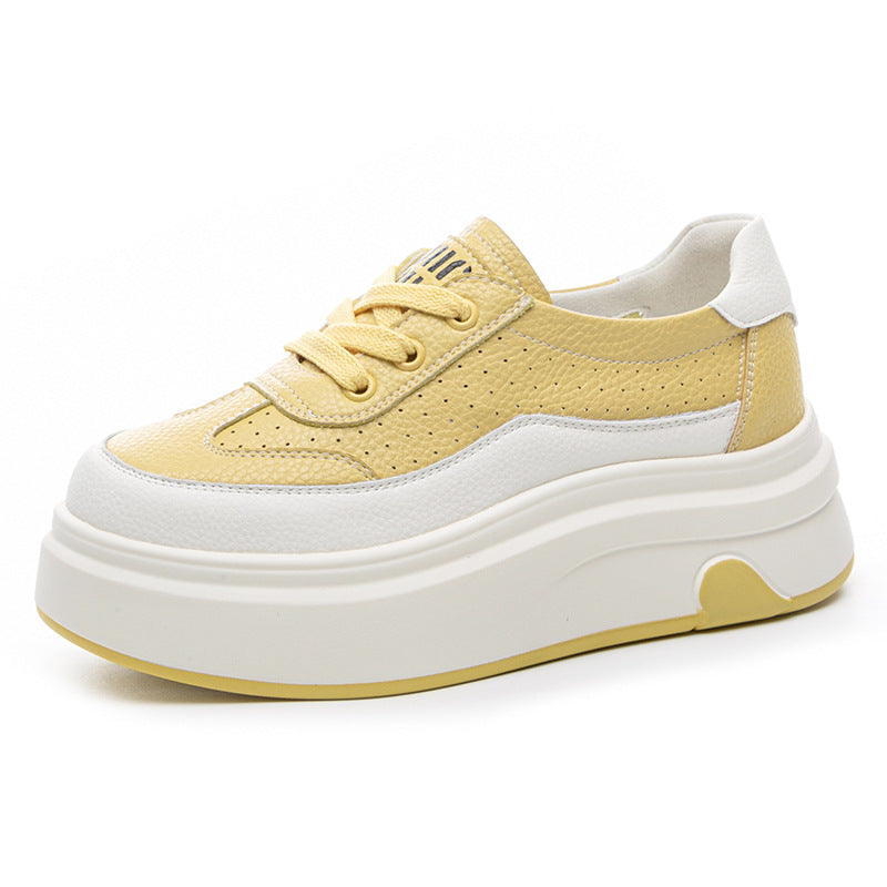 Women's White Thick Bottom Show Feet Small Casual Shoes