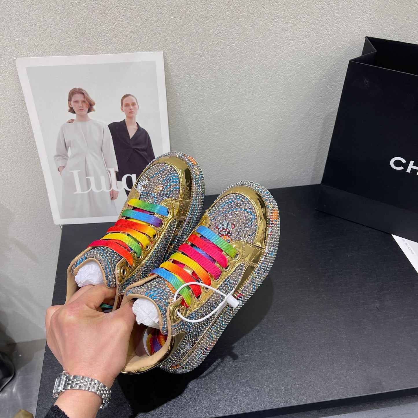 Colorful Full Diamond Platform Trendy Grace Versatile Korean Style Crystal Sports Casual Shoes