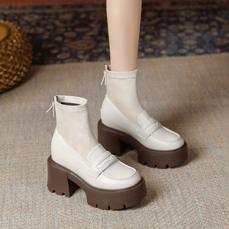 Women's Increasing Insole Veet Martin Short Thick-soled High Women's Leather Boots