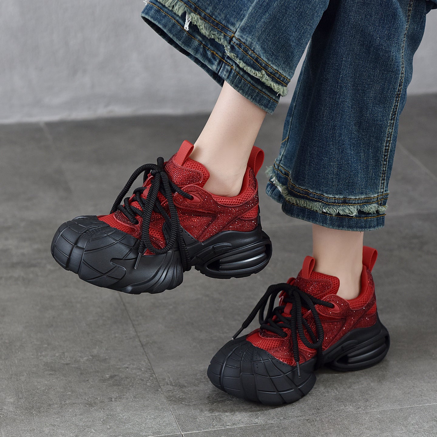 Women's Raise The Bottom Dad Colorful Crystals Style Closed Toe Sports Casual Shoes