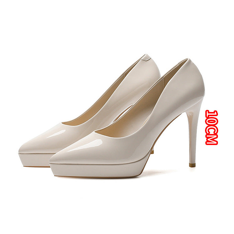 Women's For Sexy Temperament Waterproof Platform Solid Color Heels