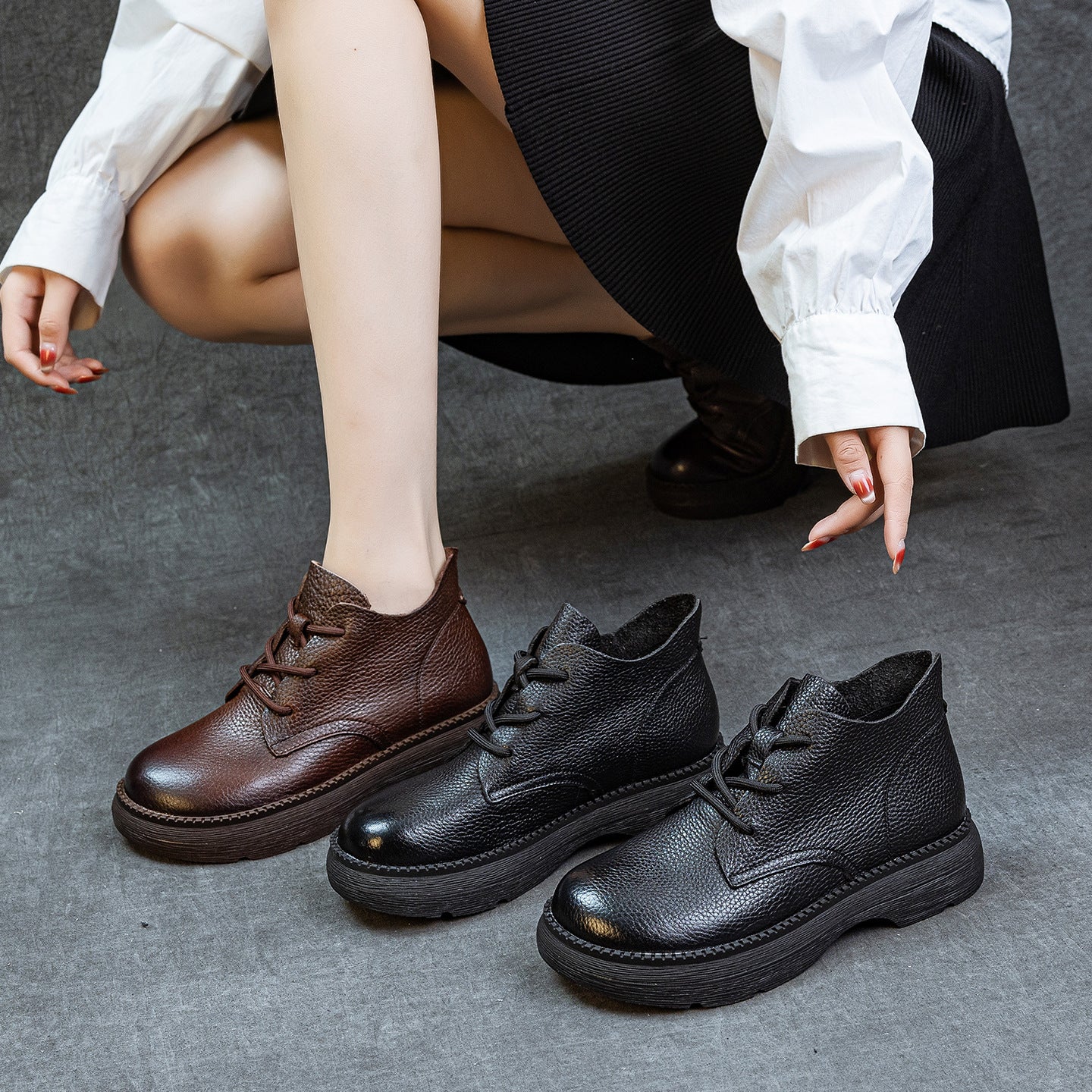Women's Genuine First Layer Soft Cowhide Single Women's Leather Boots