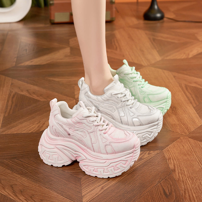 Women's Platform Dad Spring Fashionable Retro Height Increasing Women's Sports Shoes