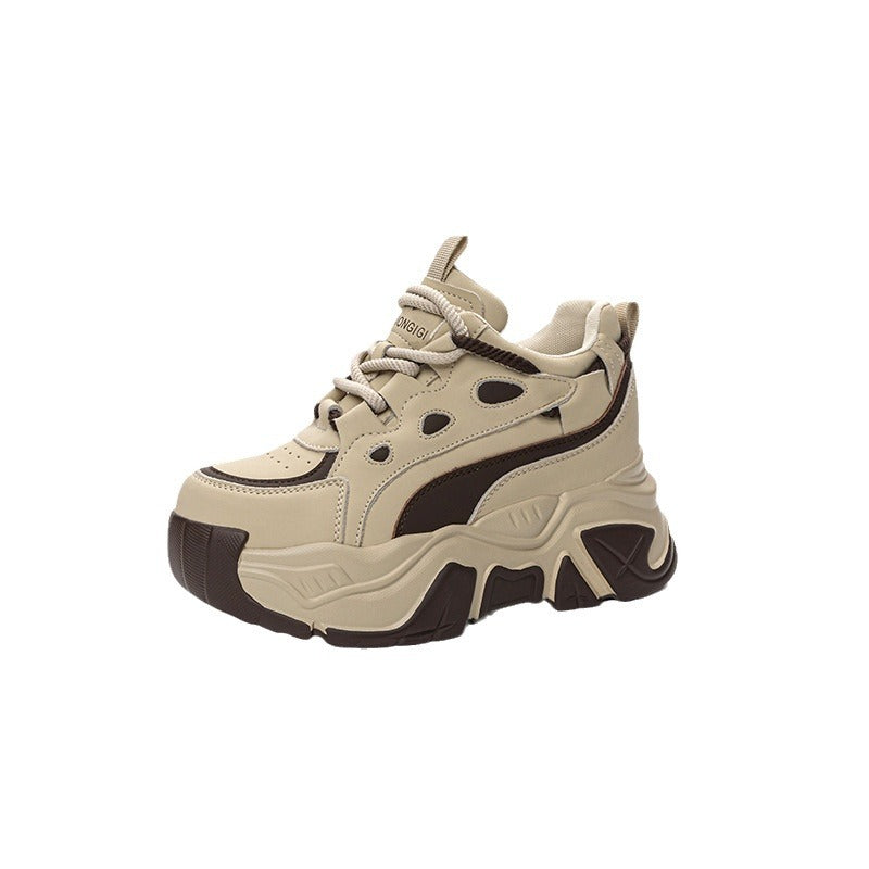Women's Bottom Height Increasing Insole Daddy White Pumps Fleece-lined Sports Casual Shoes