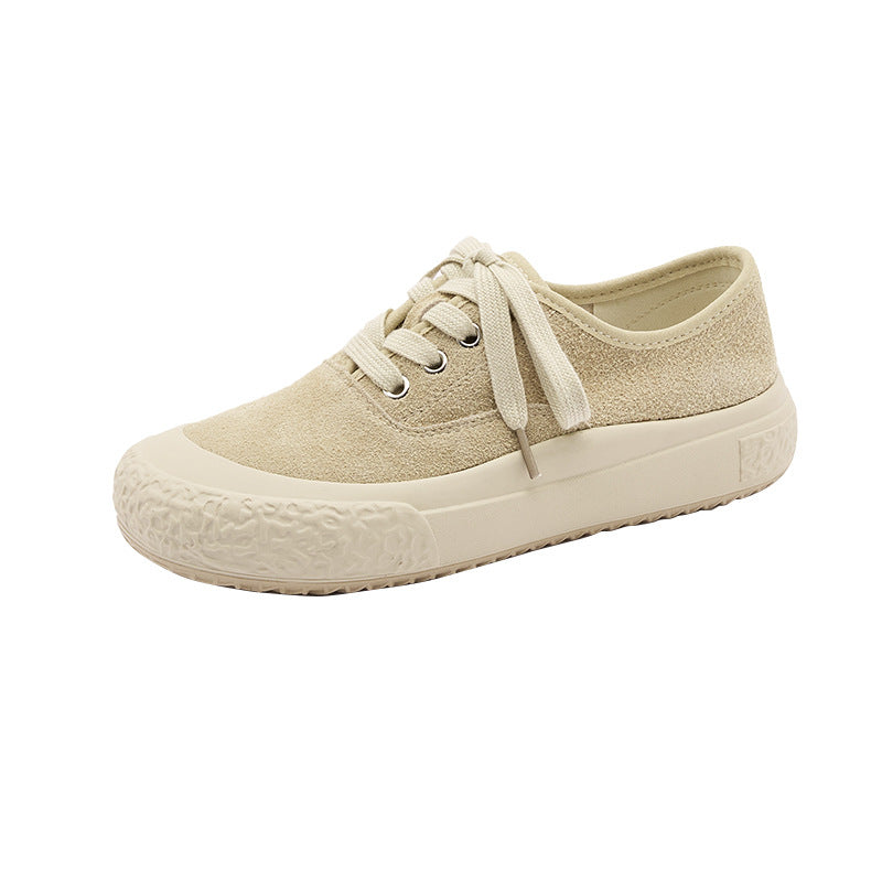 Women's First Layer Cowhide Platform Spring Running Korean Flat Women's Casual Shoes