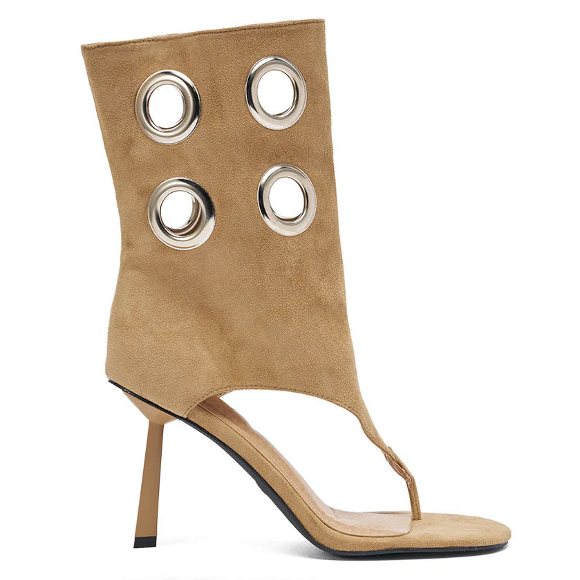 Women's Flip-flops Open Toe Middle Metal Circle Fashion Plus Sandals