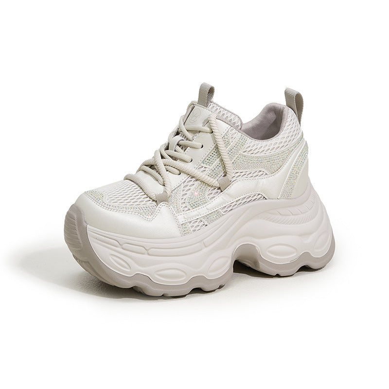 Women's Dad Spring Rhinestone Platform Lightweight Height Increasing Women's Shoes