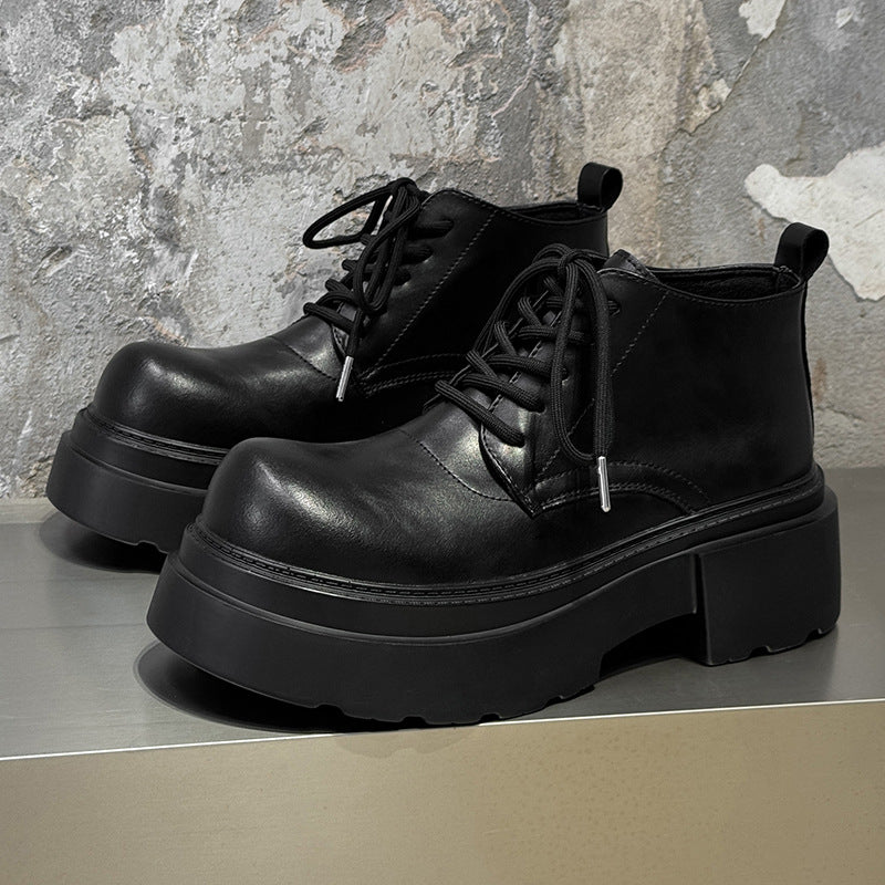 Men's British Style Big Head Knight Motorcycle Platform Boots