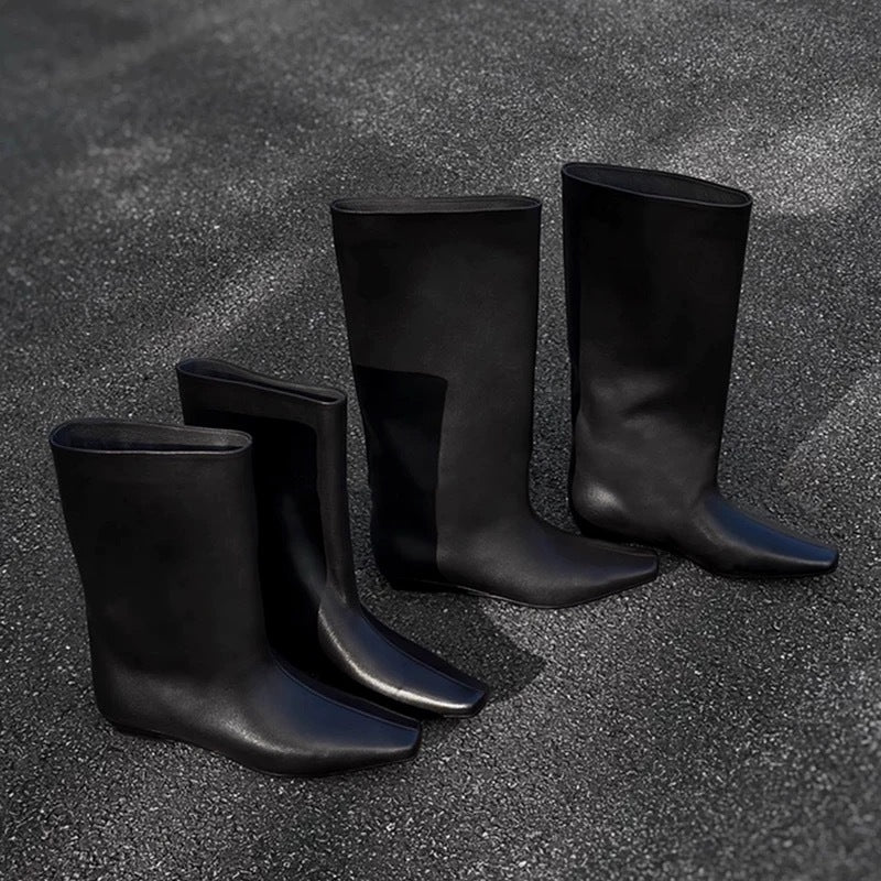 Women's Version Korean Simple Square Toe Temperament Low Knight Female Boots