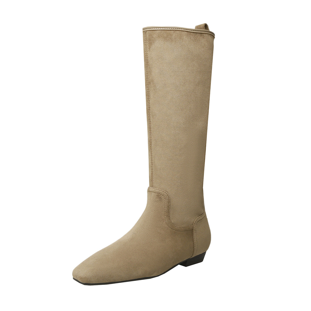 Women's Cowhide Version Retro Square Toe Pile Style Height Increasing Insole Women's Leather Boots