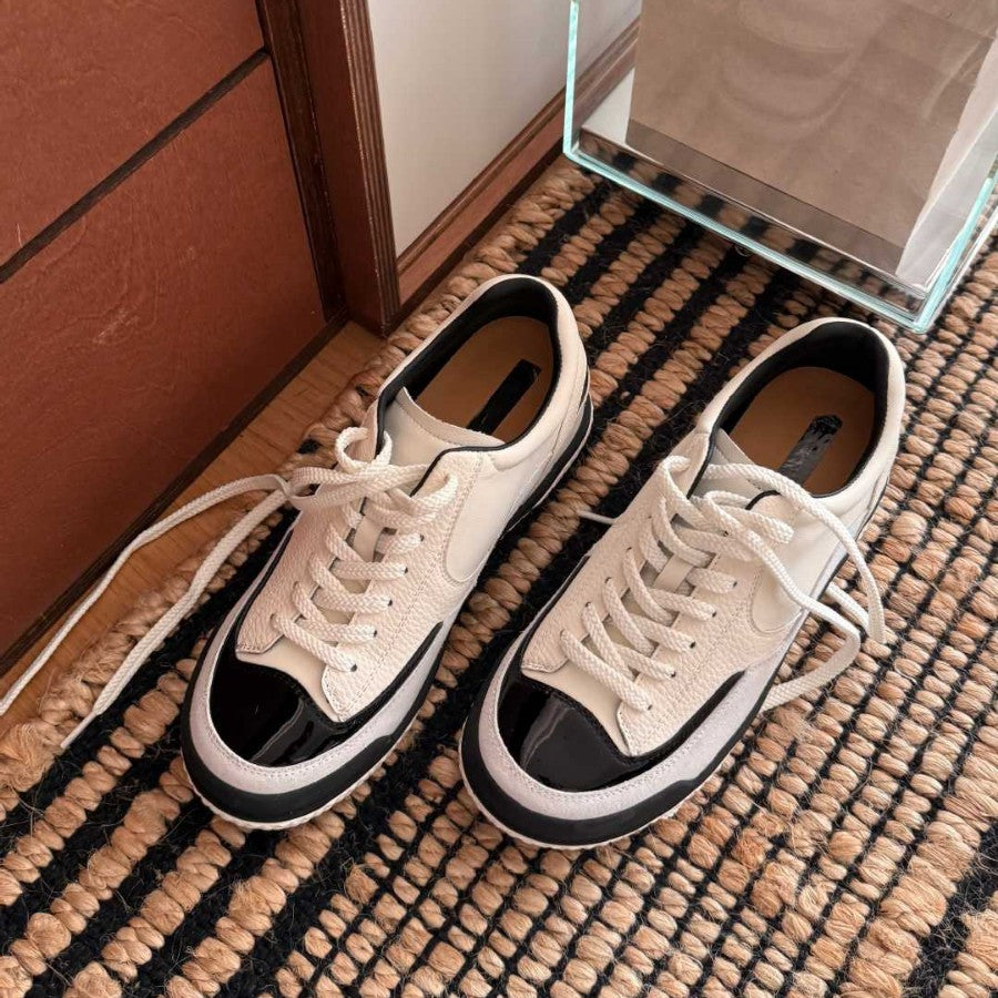 Spring White Board Color Matching Round Toe German Sneakers