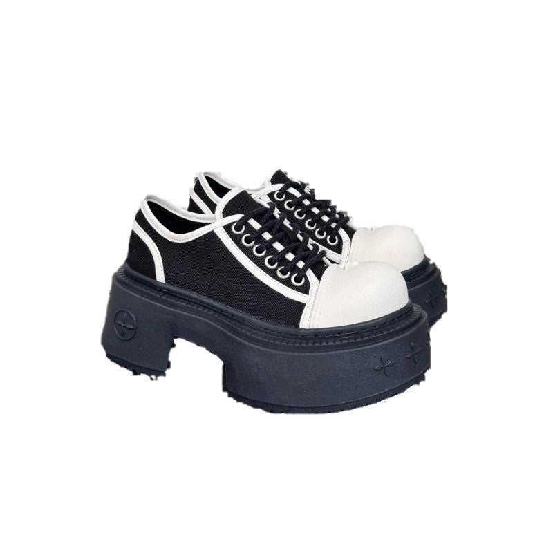 Women's Flower Vintage Genuine Platform Big Head Elevator Women's Casual Shoes