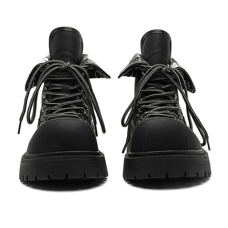 Women's & Men's Line Thick Bottom British Style Motorcycle Men's Martin Boots