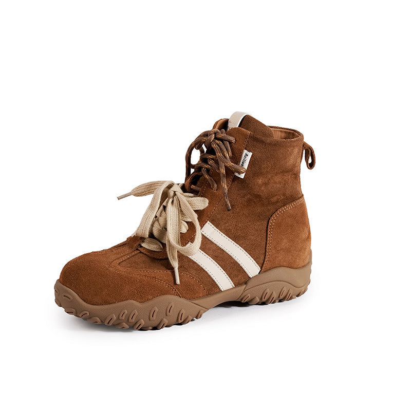 Women's Cowhide Version Boxing Winter Vintage Martin Height Women's Casual Shoes