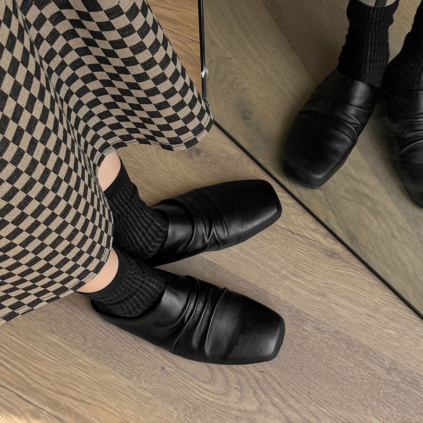 Toe Flat Bottom Commuting Derby Slip-on Soft Pleated Ballet Men's Casual Leather Shoes